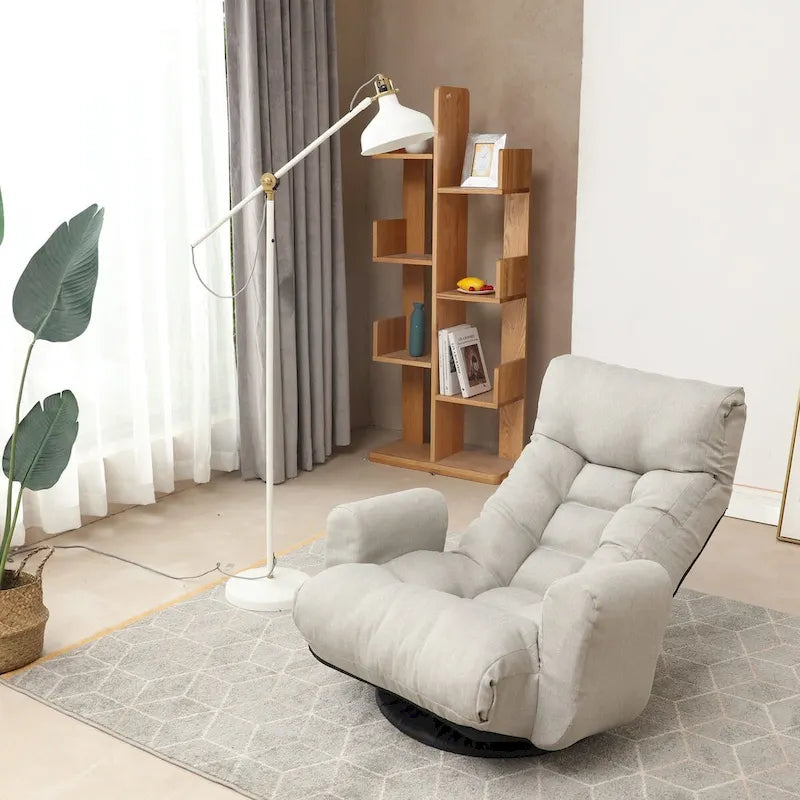 Fauteuil de jeu avec appui-tête et lombaires réglables, fauteuil lounge, canapé pivotant à 360°, chaise longue pivotante