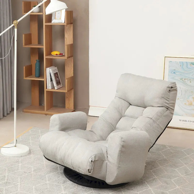Fauteuil de jeu avec appui-tête et lombaires réglables, fauteuil lounge, canapé pivotant à 360°, chaise longue pivotante