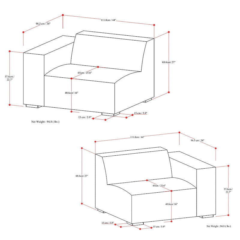 Canapé modulable 2 places WyndenHall Biggs