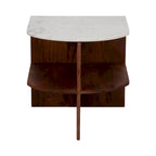 Table d'appoint demi-ronde Sagebrook Home moderne en bois/marbre brun neutre - 51 x 51 x 51 cm