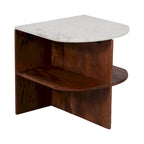 Table d'appoint demi-ronde Sagebrook Home moderne en bois/marbre brun neutre - 51 x 51 x 51 cm