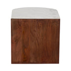 Table d'appoint demi-ronde Sagebrook Home moderne en bois/marbre brun neutre - 51 x 51 x 51 cm