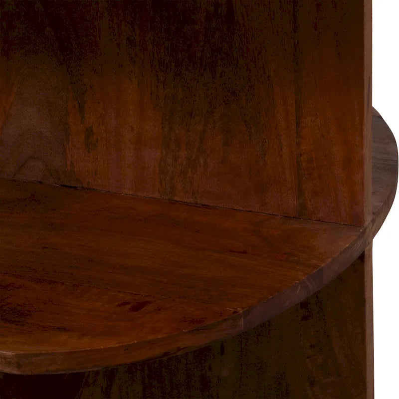 Table d'appoint demi-ronde Sagebrook Home moderne en bois/marbre brun neutre - 51 x 51 x 51 cm