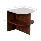 Table d'appoint demi-ronde Sagebrook Home moderne en bois/marbre brun neutre - 51 x 51 x 51 cm