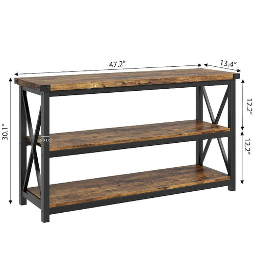 Table console étroite à 3 niveaux (47,2 cm) avec structure en métal