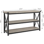 Table console étroite à 3 niveaux (47,2 cm) avec structure en métal
