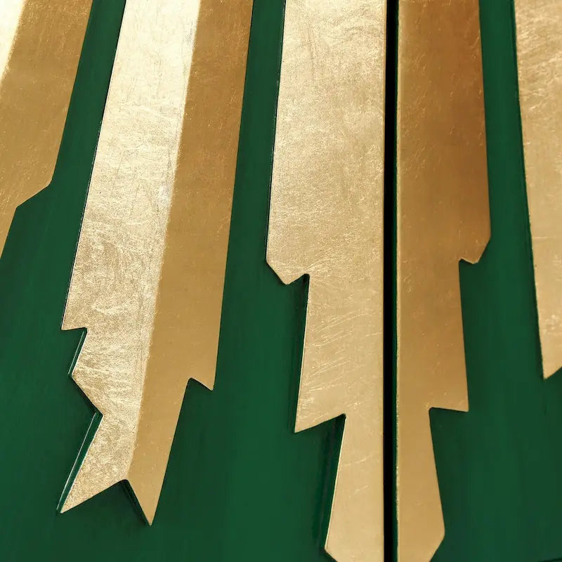 Buffet de salle à manger moderne et glamour en bois massif, à deux portes, motif soleil.