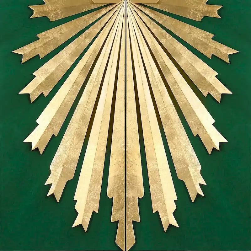 Buffet de salle à manger moderne et glamour en bois massif, à deux portes, motif soleil.