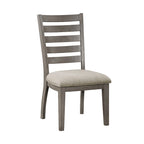 Ensemble de 2 chaises de salle à manger Trea de 58 cm (23 pouces), dossier à barreaux, grises, assise rembourrée beige