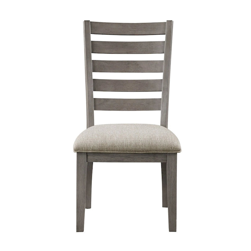 Ensemble de 2 chaises de salle à manger Trea de 58 cm (23 pouces), dossier à barreaux, grises, assise rembourrée beige