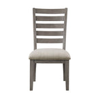 Ensemble de 2 chaises de salle à manger Trea de 58 cm (23 pouces), dossier à barreaux, grises, assise rembourrée beige
