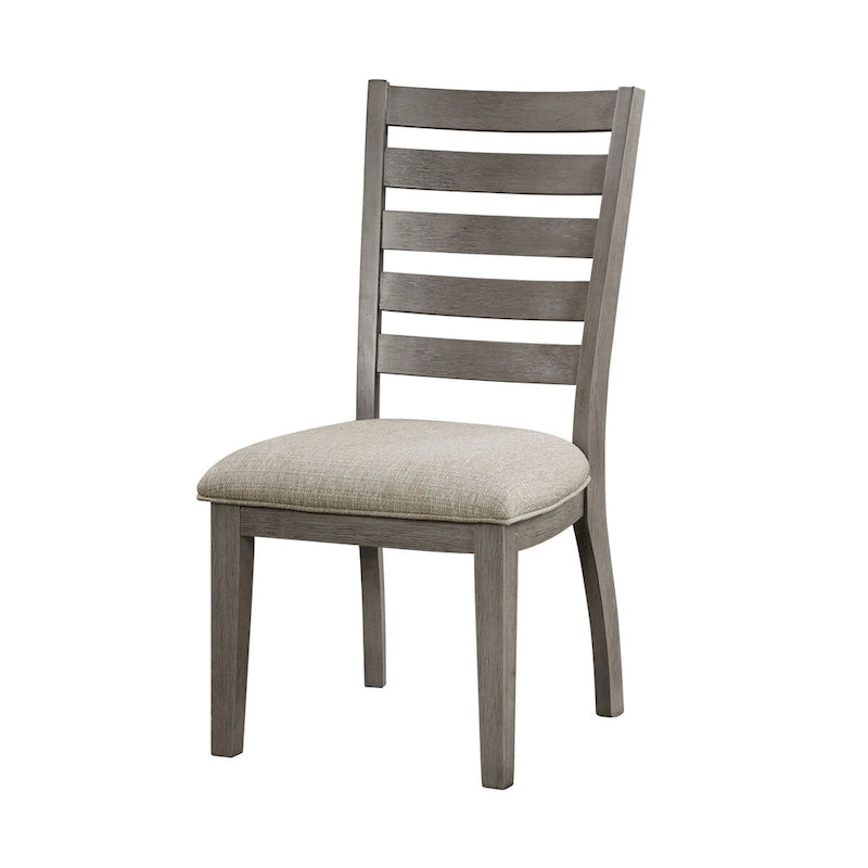 Ensemble de 2 chaises de salle à manger Trea de 58 cm (23 pouces), dossier à barreaux, grises, assise rembourrée beige