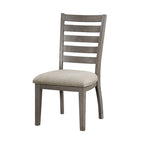 Ensemble de 2 chaises de salle à manger Trea de 58 cm (23 pouces), dossier à barreaux, grises, assise rembourrée beige