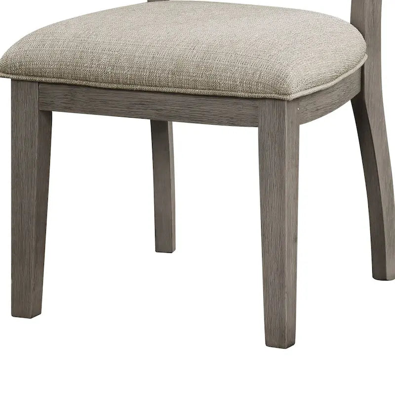 Ensemble de 2 chaises de salle à manger Trea de 58 cm (23 pouces), dossier à barreaux, grises, assise rembourrée beige