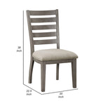 Ensemble de 2 chaises de salle à manger Trea de 58 cm (23 pouces), dossier à barreaux, grises, assise rembourrée beige
