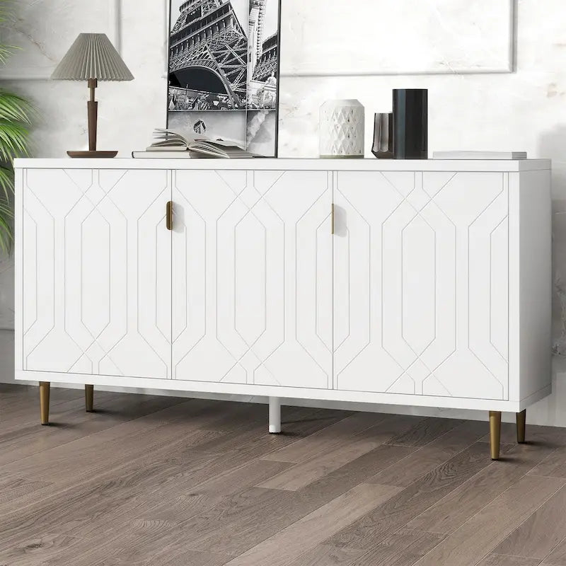 Buffet élégant en bois de style Mid-Century avec trois étagères intérieures