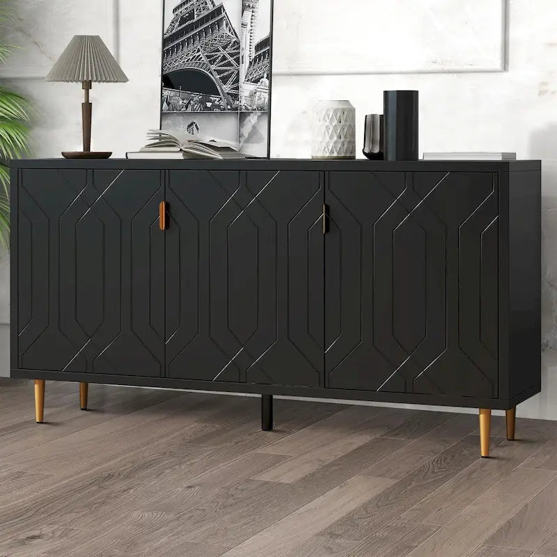 Buffet élégant en bois de style Mid-Century avec trois étagères intérieures