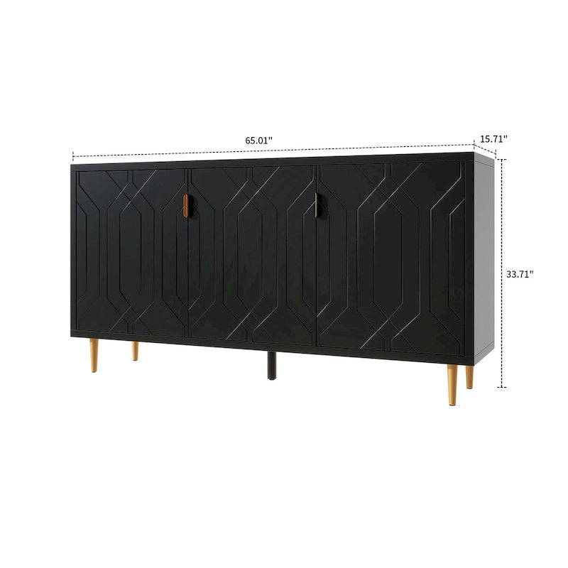 Buffet élégant en bois de style Mid-Century avec trois étagères intérieures