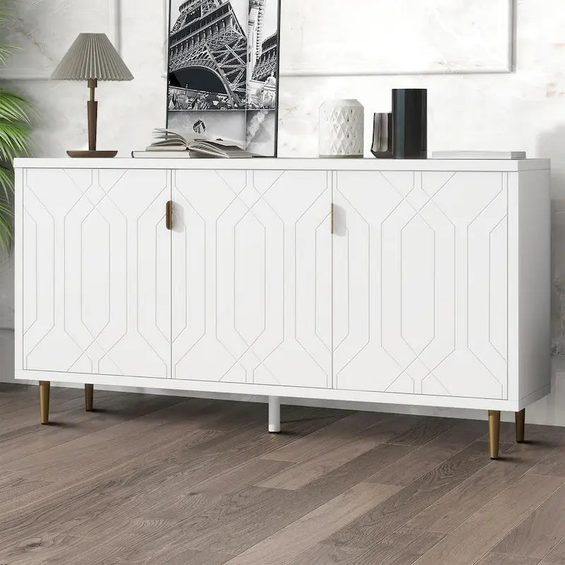 Buffet élégant en bois de style Mid-Century avec trois étagères intérieures