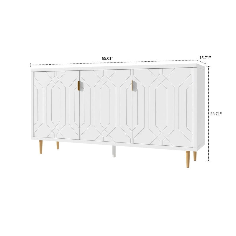 Buffet élégant en bois de style Mid-Century avec trois étagères intérieures