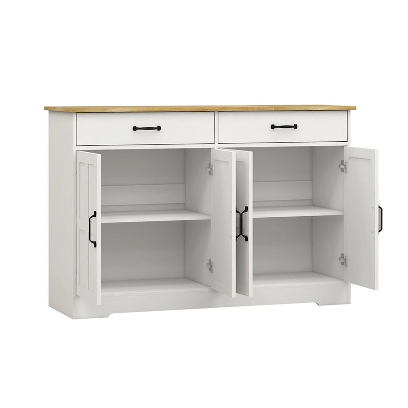 Buffet de style campagnard avec 2 tiroirs et 4 portes