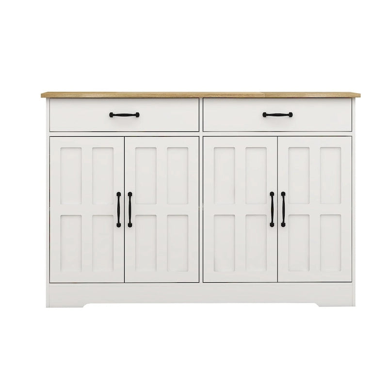 Buffet de style campagnard avec 2 tiroirs et 4 portes