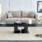 Table rectangulaire moderne et élégante de 47,2 x 25,5 x 18 cm avec plateau en verre trempé et pieds en MDF noir pour salon