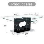 Table rectangulaire moderne et élégante de 47,2 x 25,5 x 18 cm avec plateau en verre trempé et pieds en MDF noir pour salon