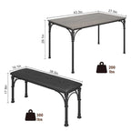 Ensemble table et chaises pour 4 personnes avec 2 bancs rembourrés