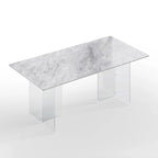 Table de salle à manger rectangulaire italienne moderne et luxueuse de 1,8 m en pierre frittée avec pied en acrylique - 1,8 m