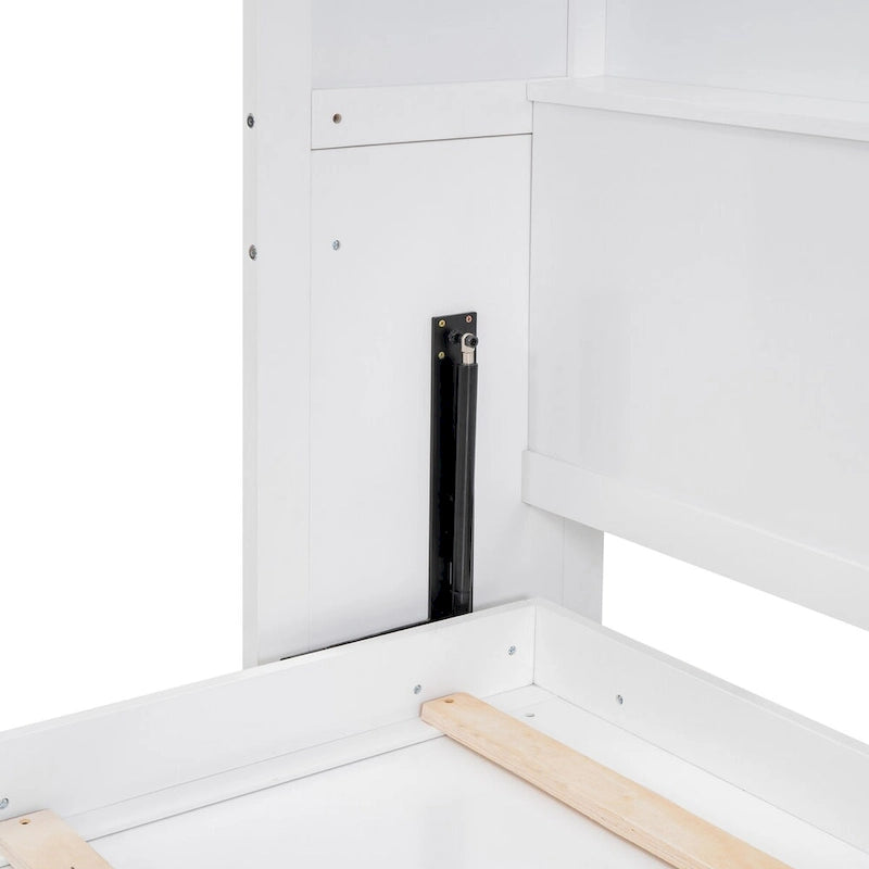 Étagères murales escamotables pour lit Queen Size, cadre de lit escamotable se repliant facilement dans un meuble en bois, avec support de matelas