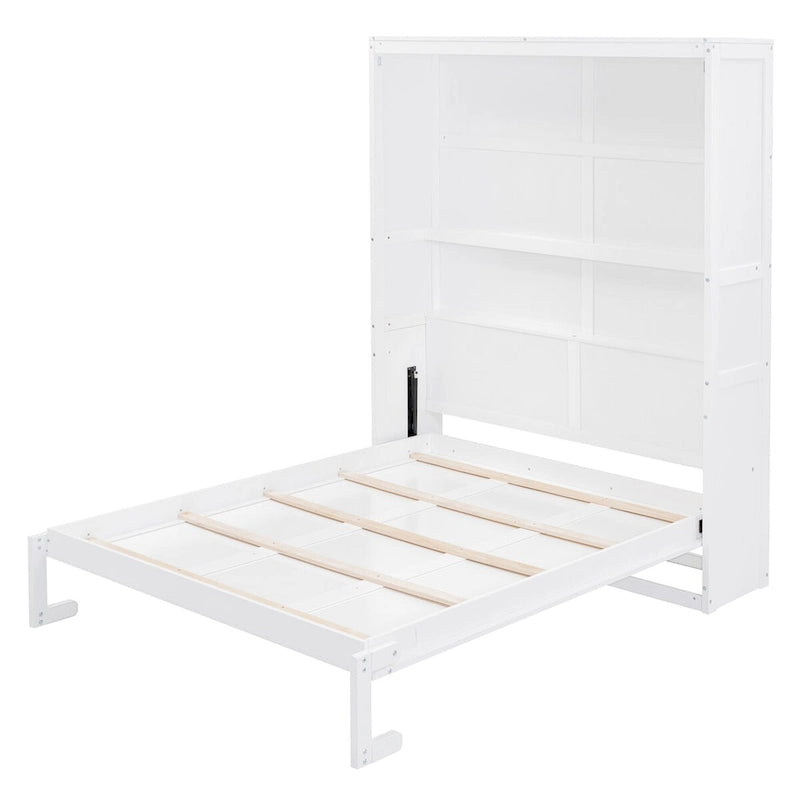 Étagères murales escamotables pour lit Queen Size, cadre de lit escamotable se repliant facilement dans un meuble en bois, avec support de matelas