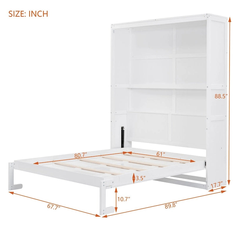 Étagères murales escamotables pour lit Queen Size, cadre de lit escamotable se repliant facilement dans un meuble en bois, avec support de matelas