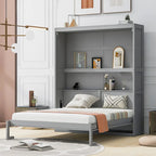 Étagères murales escamotables pour lit Queen Size, cadre de lit escamotable se repliant facilement dans un meuble en bois, avec support de matelas