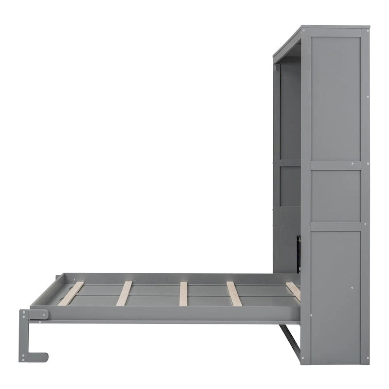 Étagères murales escamotables pour lit Queen Size, cadre de lit escamotable se repliant facilement dans un meuble en bois, avec support de matelas