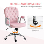 Chaise de bureau à hauteur réglable en velours avec accoudoirs rembourrés et roulettes - Non disponible