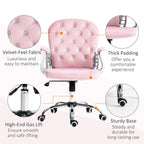 Chaise de bureau à hauteur réglable en velours avec accoudoirs rembourrés et roulettes - Non disponible