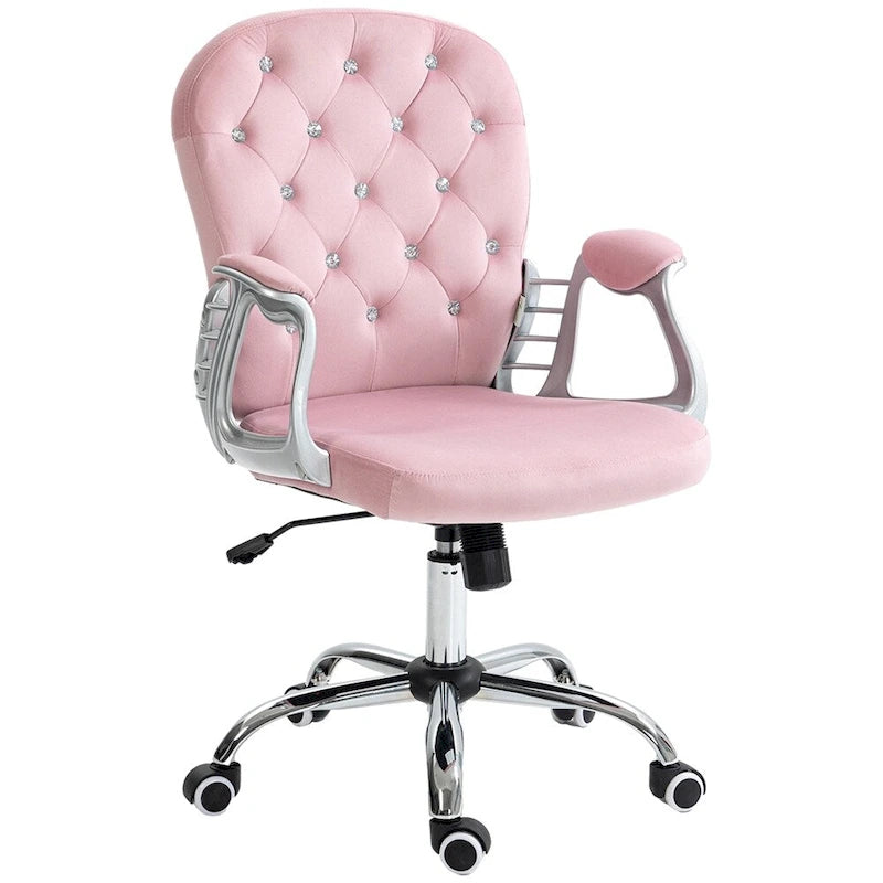 Chaise de bureau à hauteur réglable en velours avec accoudoirs rembourrés et roulettes - Non disponible