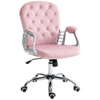 Chaise de bureau à hauteur réglable en velours avec accoudoirs rembourrés et roulettes - Non disponible