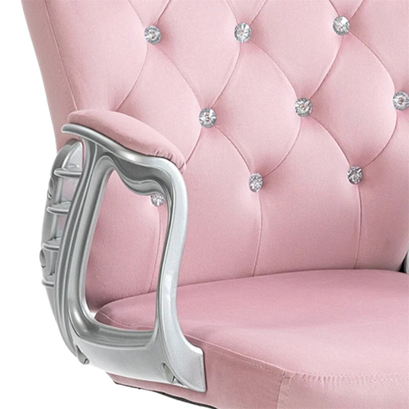 Chaise de bureau à hauteur réglable en velours avec accoudoirs rembourrés et roulettes - Non disponible