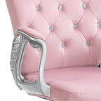 Chaise de bureau à hauteur réglable en velours avec accoudoirs rembourrés et roulettes - Non disponible