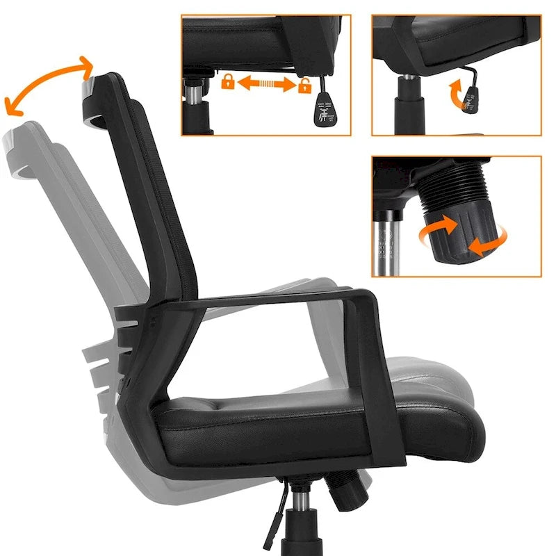 Chaise de bureau ergonomique réglable en maille Yaheetech avec soutien lombaire
