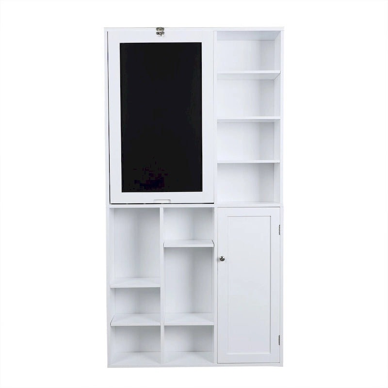 Bureau pliable Utopia Alley avec grand compartiment de rangement et étagères inférieures, bureau d'ordinateur, blanc