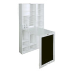 Bureau pliable Utopia Alley avec grand compartiment de rangement et étagères inférieures, bureau d'ordinateur, blanc