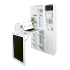 Bureau pliable Utopia Alley avec grand compartiment de rangement et étagères inférieures, bureau d'ordinateur, blanc