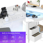 Bureau en L avec prises électriques et éclairage LED