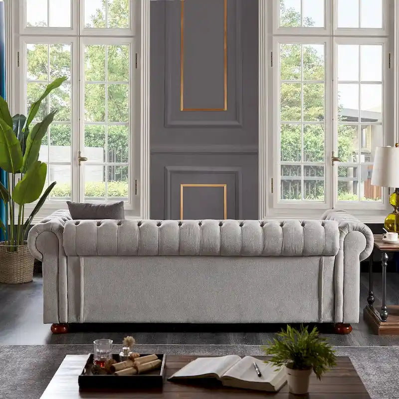 Canapé Chesterfield en lin