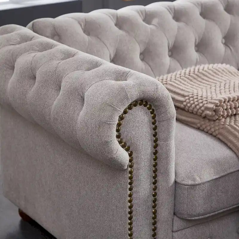 Canapé Chesterfield en lin