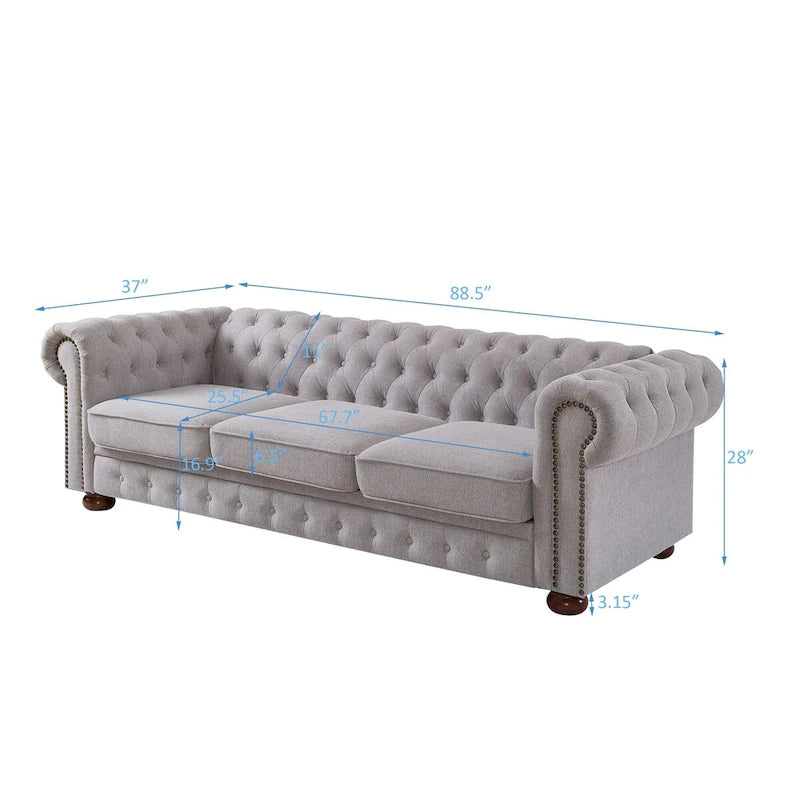 Canapé Chesterfield en lin