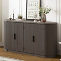 Armoire de rangement à portes verticales rayées avec poignées en métal, réglable, idéale pour un bureau, une entrée ou un salon.
